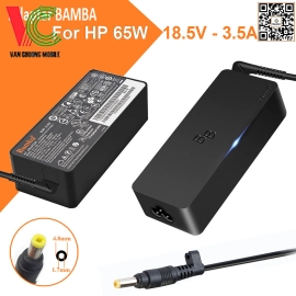 Bộ Sạc Laptop HP 65W Bamba 18.5V – 3.5A (Đầu vàng nhỏ)