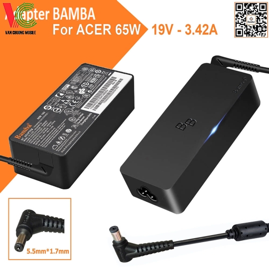Bộ Sạc Laptop Acer 65W Bamba 19V – 3.42A