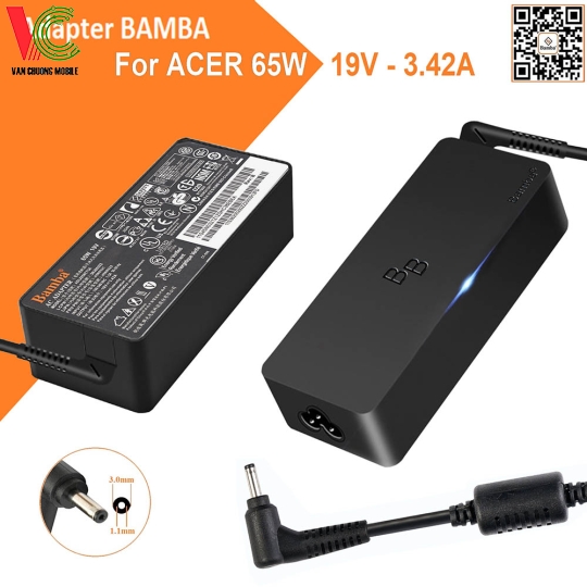Bộ Sạc Laptop Acer 65W Bamba 19V – 3.42A (Đầu nhỏ)