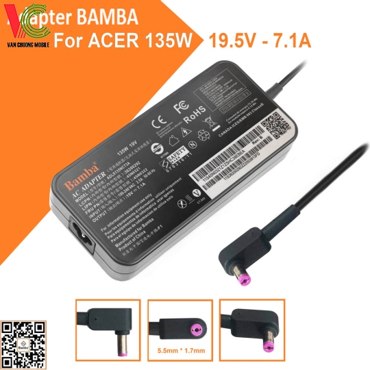 Bộ Sạc Slim cho Laptop Acer 135W Bamba 19V – 7.1A