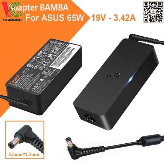 Bộ Sạc Laptop Asus, Toshiba, Lenovo 65W Bamba 19V – 3.42A