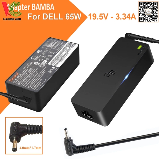 Bộ Sạc Laptop Dell Vostrol 5460,5470,5480,5560,5570,5580 65W Bamba 19.5V – 3.34A (Đầu nhỏ)
