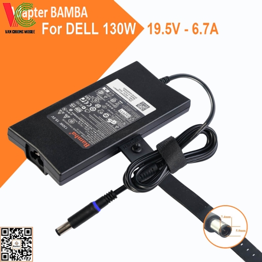 Bộ Sạc Slim Laptop Dell 130W Bamba 19.5V – 6.7A (Đầu kim lớn)