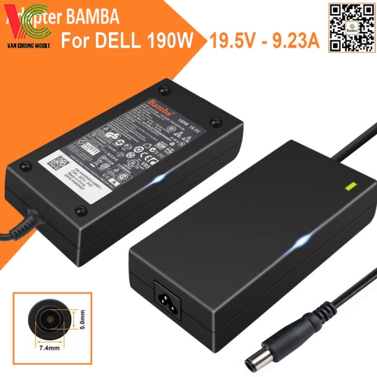 Bộ Sạc Laptop Dell 190W Bamba 19.5V – 9.23A (Đầu kim lớn)