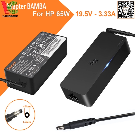 Bộ Sạc Laptop HP 65W Bamba 19.5V – 3.33A (Đầu thường)