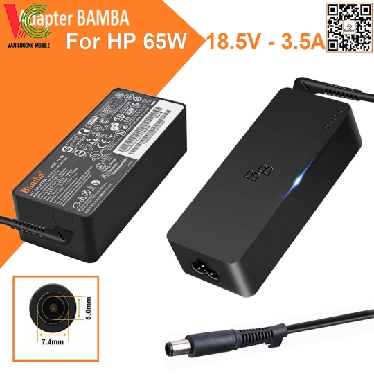 Bộ Sạc Laptop HP 65W Bamba 18.5V – 3.5A (Đầu kim thường)