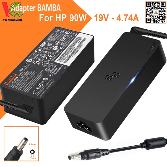 Bộ Sạc Laptop HP 90W Bamba 19V – 4.74A (Đầu đạn nhỏ)