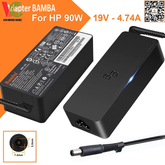 Bộ Sạc Laptop HP 90W Bamba 19.5V – 4.74A (Đầu kim thường)