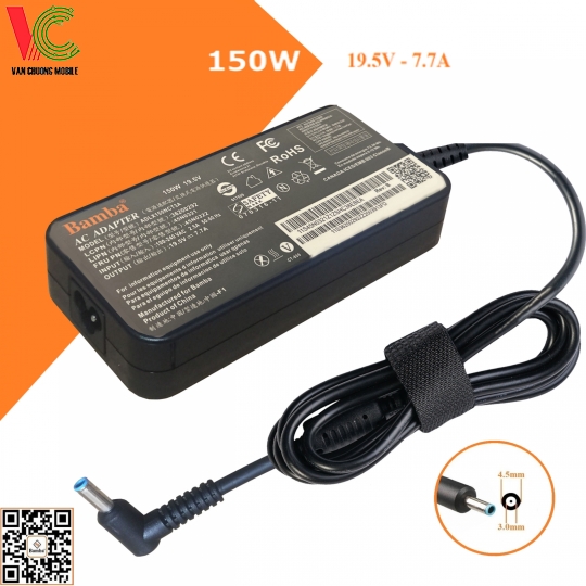 Bộ Sạc Slim cho Laptop HP 15CB 150W Bamba 19.5V – 7.7A (Đầu kim nhỏ)