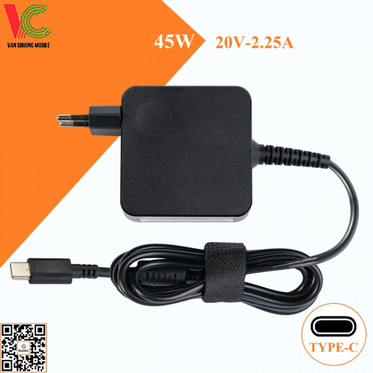 Bộ Sạc Laptop Lenovo, HP, Dell, Acer, Asus,... 45W Bamba 20V – 2.25A (Đầu Type-C/Cục vuông)