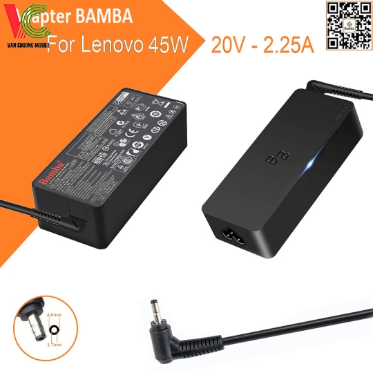 Bộ Sạc Laptop Lenovo 45W Bamba 20V – 2.25A (Đầu nhỏ)