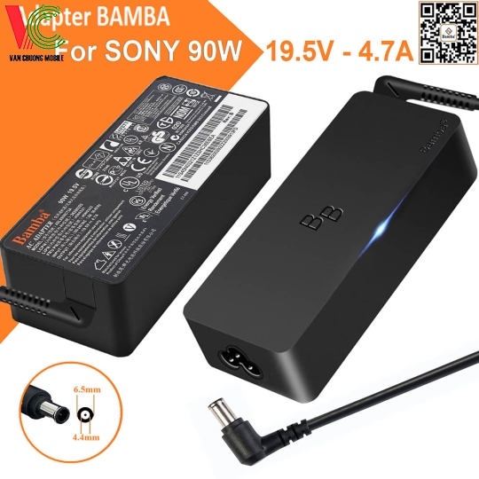 Bộ Sạc Laptop Sony 90W Bamba 19.5V – 4.7A (Đầu kim thường)