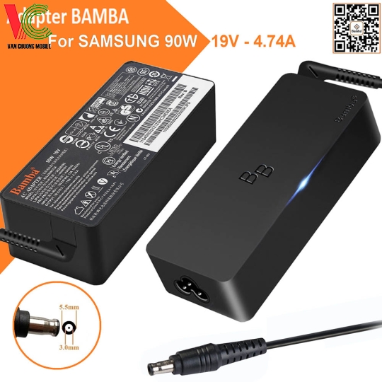 Bộ Sạc Laptop Samsung 90W Bamba 19.5V – 4.7A (Đầu kim thường)